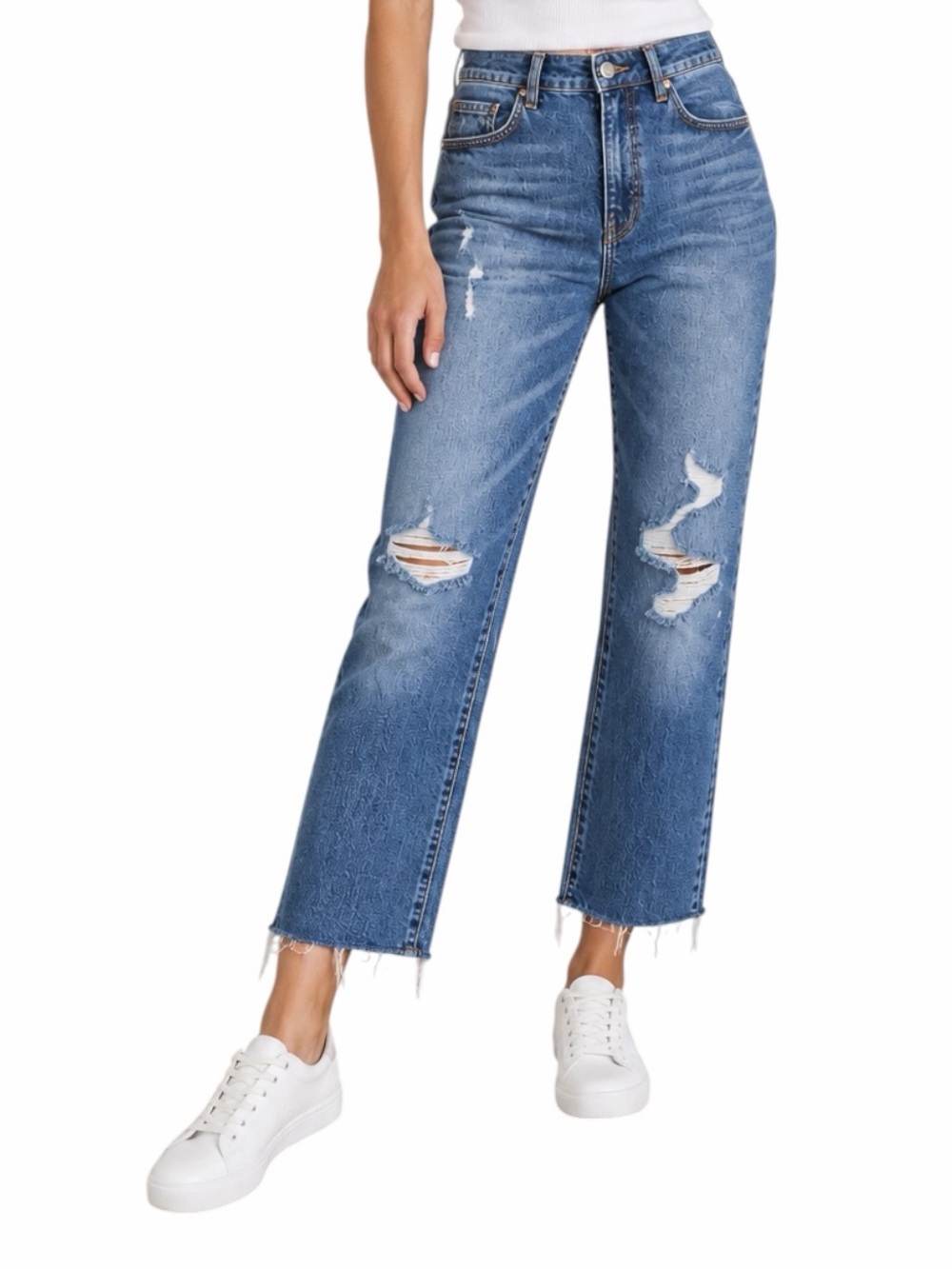 Pilcro The Vintage Straight Womens Jeans Size 25 Distressed Stretch Blue Denim